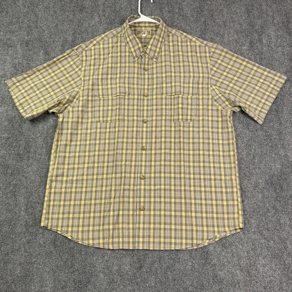 Duluth Trading Shirt Mens XL Plaid Short Sleeve Fishing Hiking Outdoor Nylon